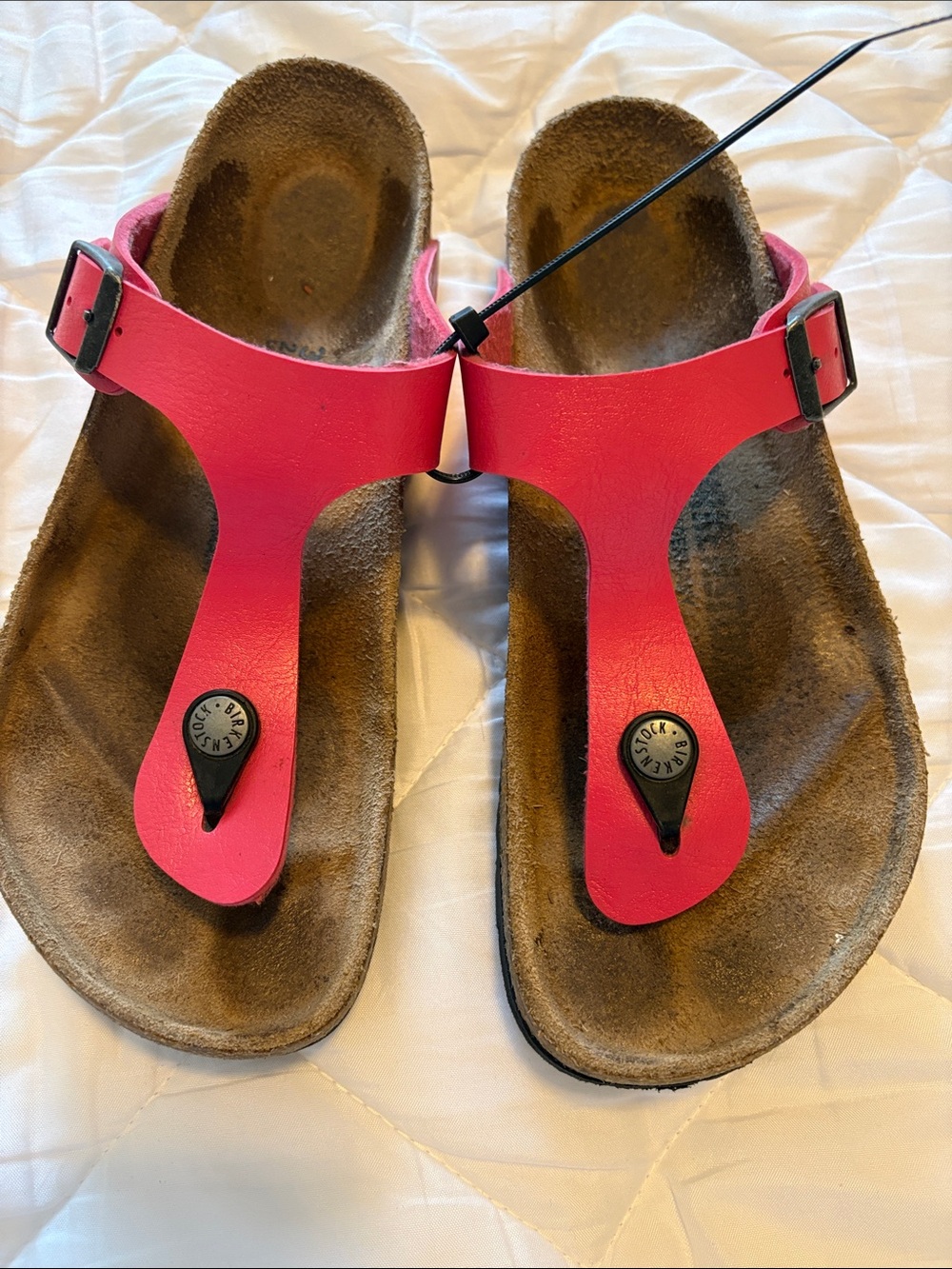 Birkenstock Pink Toe-Post Sandals with Buckle